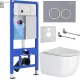 Унитаз подвесной Roxen Vortex в комплекте с инсталляцией StounFix Dual Fresh 6 в 1 966439 кнопка: серый бетон