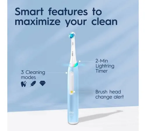 Электрическая зубная щетка Oral-B iO 3 с насадкой Ultimate Clean 4 шт, голубой