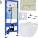 Унитаз подвесной Roxen Antares 530185-01 в комплекте с инсталляцией StounFix Dual Fresh 6 в 1 966626 кнопка: бежевый