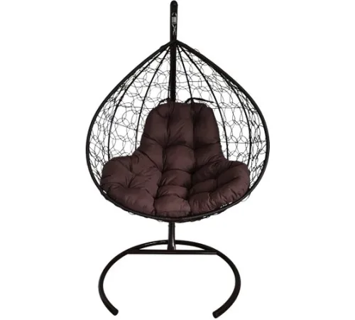 Подвесное кресло M-Group XL 11120405 черный ротанг/коричневая подушка