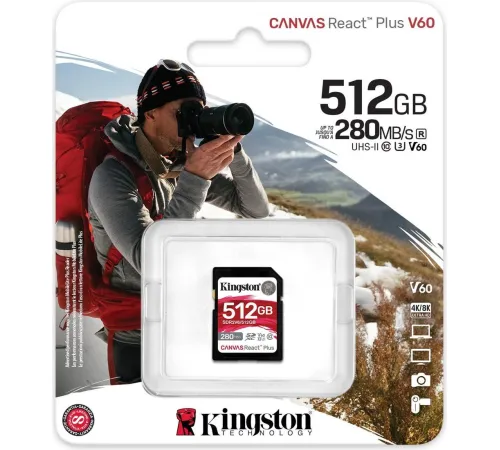 Карта памяти Kingston Canvas React Plus SDXC 512GB SDR2V6/512GB