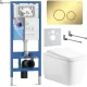 Унитаз подвесной Roxen Martin в комплекте с инсталляцией StounFix Dual Fresh 6 в 1 868589 кнопка: сатин