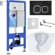 Унитаз подвесной Roxen Antares Tornado Long в комплекте с инсталляцией StounFix Dual Fresh 6 в 1 868433 кнопка: черный матовая