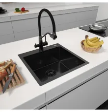 Кухонная мойка ARFEKA Eco AR 500*500 Black PVD Nano Decor Volcanic Rock