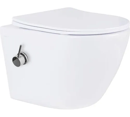 Унитаз подвесной Roxen Antares Bidet в комплекте с инсталляцией StounFix Dual Fresh 6 в 1 966280 кнопка: бежевый