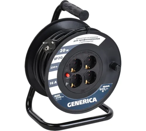 Удлинитель Generica УК20 WKP20-16-04-20-G 20 м, черный