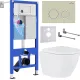 Унитаз подвесной Roxen Antares 530185-02 в комплекте с инсталляцией StounFix Dual Fresh 6 в 1 966195 кнопка: бежевый