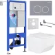 Унитаз подвесной Roxen Boro в комплекте с инсталляцией StounFix Dual Fresh 6 в 1 966418 кнопка: серый бетон