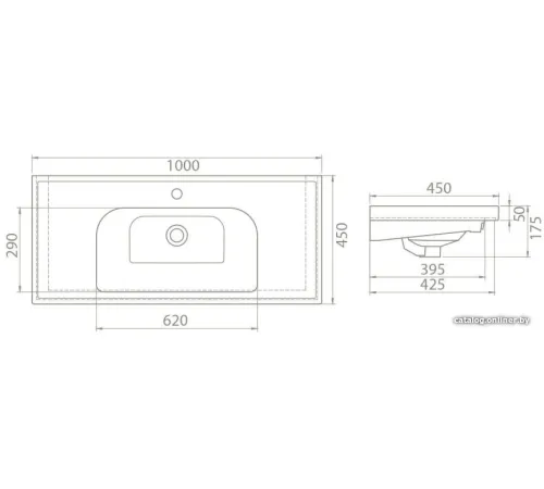 Умывальник CeraStyle Frame 100 031400-u