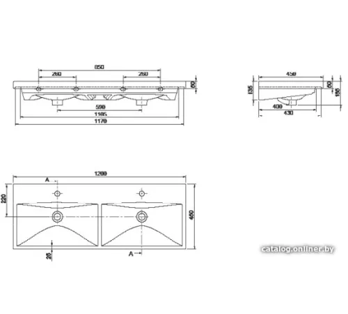Умывальник CeraStyle Elite VB032B52T00