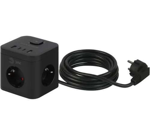 Сетевой фильтр ЭРА CUBE-3es-1.5m-4USB-B Б0069074