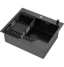 Кухонная мойка ARFEKA ECO AR мойка 600*500 POP-UP, коландер, дозатор BLACK DECOR MILLET GRAINS