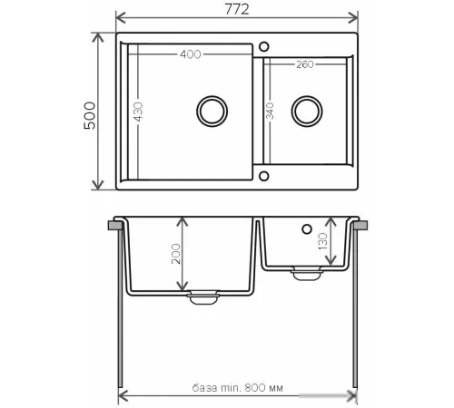 Кухонная мойка Polygran Brig-772 черный 16