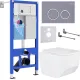 Унитаз подвесной Roxen Boro в комплекте с инсталляцией StounFix Dual Fresh 6 в 1 966110 кнопка: серый бетон