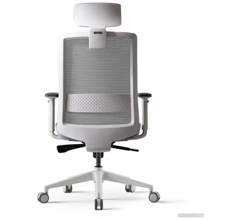 Офисное кресло Bestuhl S30 White Pl с подголовником и рег. подлокотником черная сетка/серая ткань