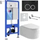 Унитаз подвесной Roxen Royal Matt в комплекте с инсталляцией StounFix Dual Fresh 6 в 1 968231 кнопка: черный