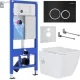 Унитаз подвесной Roxen Cube Bidet One Rimless 6 в 1 StounFix Dual Fresh 508149 кнопка: черный матовый