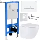 Унитаз подвесной Roxen Antares в комплекте с инсталляцией StounFix Dual Fresh 6 в 1 569295 кнопка: белый глянец
