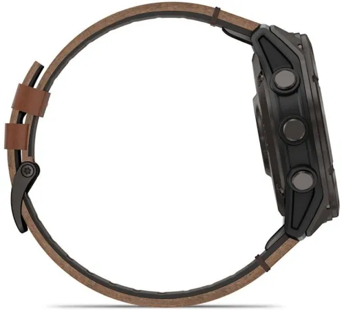 Умные часы Garmin Fenix 8 Pro 51 мм карбоновый серый, коричневый кожаный ремешок