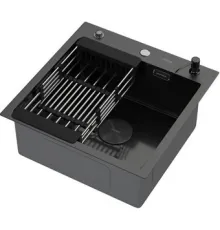 Кухонная мойка ARFEKA ECO AR мойка 500*500 POP-UP, коландер, дозатор BLACK DECOR MILLET GRAINS