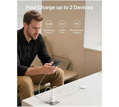 Сетевое зарядное Belkin WCH019KQWH белый