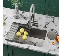 Кухонная мойка Roxen Uno 560210-54-GR сатин/текстурная с ролл-матом и дозатором