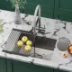 Кухонная мойка Roxen Uno 560210-54-GR сатин/текстурная с ролл-матом и дозатором