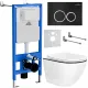 Унитаз подвесной Roxen Antares Black в комплекте с инсталляцией StounFix Dual Fresh 6 в 1 964643 кнопка: черный матовый