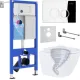 Унитаз подвесной Roxen Antares Tornado Long в комплекте с инсталляцией StounFix Dual Fresh 6 в 1 868426 кнопка: хром глянцевый глянцевая