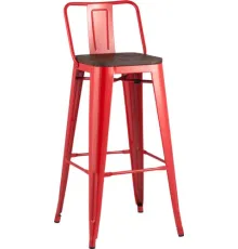 Стул Stool Group TOLIX WOOD со спинкой барный красный глянцевый