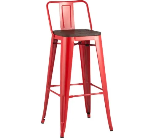 Стул Stool Group TOLIX WOOD со спинкой барный красный глянцевый