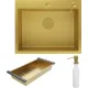 Кухонная мойка Roxen Snake 560220-60-GS PVD Gold золотая/текстурная с коландером и дозатором