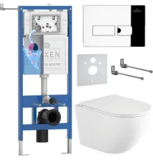 Унитаз подвесной Roxen Antares Tornado Long в комплекте с инсталляцией StounFix Dual Fresh 6 в 1 868414 кнопка: хром глянцевый глянцевая