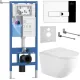 Унитаз подвесной Roxen Antares Tornado Long в комплекте с инсталляцией StounFix Dual Fresh 6 в 1 868414 кнопка: хром глянцевый глянцевая