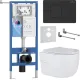 Унитаз подвесной Roxen Porto в комплекте с инсталляцией StounFix Dual Fresh 6 в 1 868603 кнопка: оружейная сталь матовая