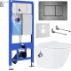 Унитаз подвесной Roxen Antares Bidet в комплекте с инсталляцией StounFix Dual Fresh 6 в 1 960516 кнопка: оружейная сталь
