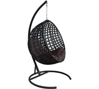 Подвесное кресло M-Group Круг Люкс 11060405 черный ротанг/коричневая подушка