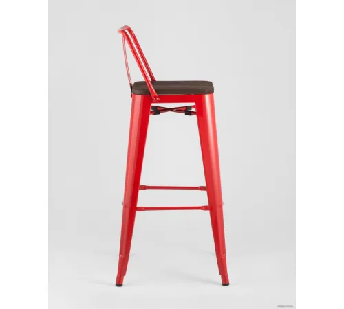 Стул Stool Group TOLIX WOOD со спинкой барный красный глянцевый