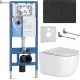 Унитаз подвесной Roxen Vortex Tornado в комплекте с инсталляцией StounFix Dual Fresh 6 в 1 868502 кнопка: черный матовая