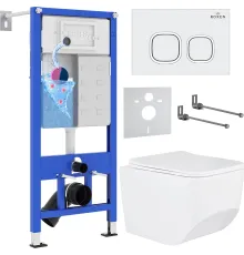 Унитаз подвесной Roxen Boro в комплекте с инсталляцией StounFix Dual Fresh 6 в 1 540025 кнопка: белый глянец