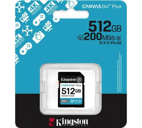 Карта памяти Kingston Canvas Go! Plus SDXC 512GB SDG4/512GB