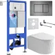 Унитаз подвесной Roxen Royal Matt в комплекте с инсталляцией StounFix Dual Fresh 6 в 1 968290 кнопка: оружейная сталь