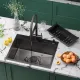 Кухонная мойка Roxen Simple 560220-60B-V графит/текстурная PVD покрытие с коландером и дозатором