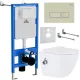 Унитаз подвесной Roxen Antares Bidet в комплекте с инсталляцией StounFix Dual Fresh 6 в 1 966690 кнопка: бежевый