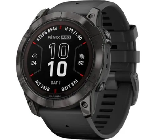 Умные часы Garmin Fenix 7X Pro Sapphire Solar карбоново-серый титан/черный
