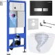 Унитаз подвесной Roxen Antares Tornado Long в комплекте с инсталляцией StounFix Dual Fresh 6 в 1 868448 кнопка: черный/хром глянцевая