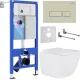 Унитаз подвесной Roxen Cube в комплекте с инсталляцией StounFix Dual Fresh 6 в 1 966634 кнопка: бежевый