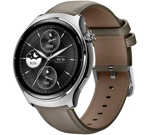 Умные часы Mibro Lite 3 Pro с серым кожаным ремешком