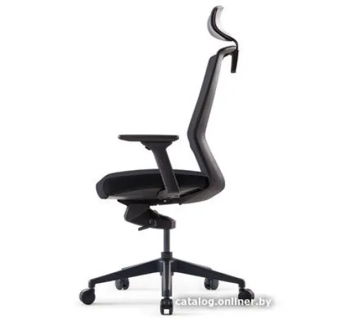 Офисное кресло Bestuhl J1 Black Pl с подголовником и подлокотником черная сетка/черная ткань