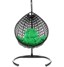 Подвесное кресло M-Group Капля Люкс 11030404 черный ротанг/зеленая подушка